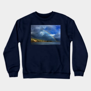 Double rainbow at Kaiafas lake Crewneck Sweatshirt